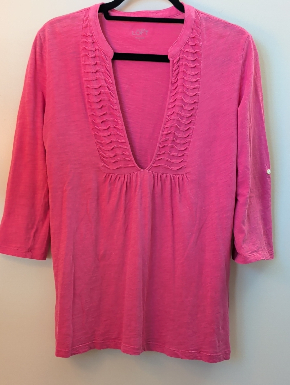 LOFT Pink Women's Knit Top 100% Cotton - Size S